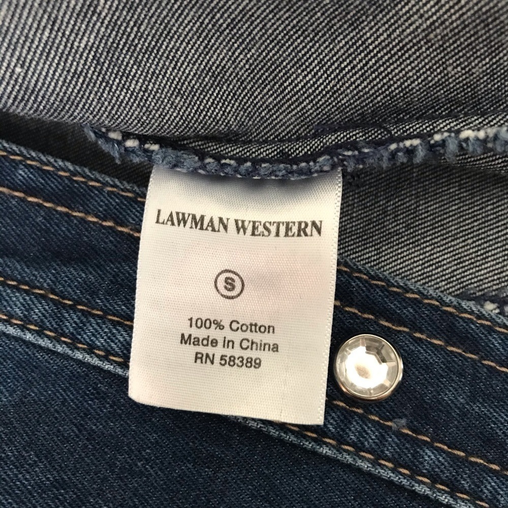 LAWMAN Western Studded Denim Shirt | Size S - Picture 5 of 6